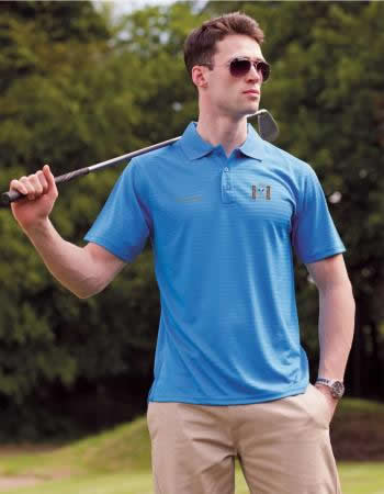 Cooltouch textured stripe mens golf polo shirt Personalised Cooltouch textured stripe mens golf polo shirt