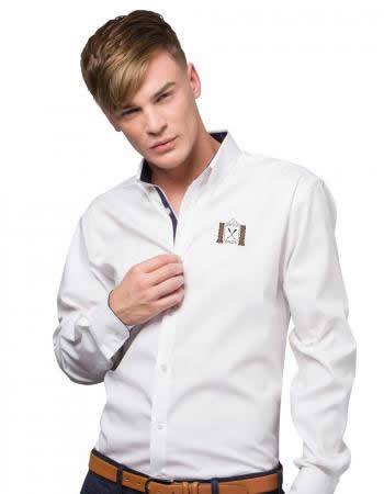 Personalised Contrast premium Oxford shirt (button down collar) long sleeve