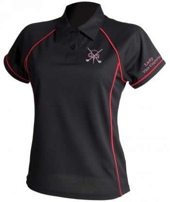 Personalised Women's piped performance polo shirt