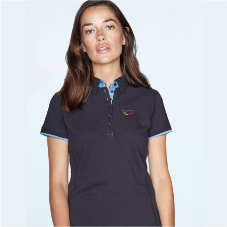 Personalised Womens Contrast Pique Polo