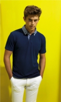 Chambray Button-Down Collar Polo